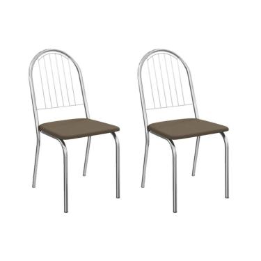 Imagem de Kit 2 Cadeiras Sala Jantar Noruega 2c077cr Aço 2 Un Cromado-suede Cappuccino - Kappesberg