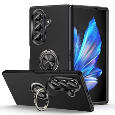Imagem de Halokin Capa para Samsung Galaxy Z Fold 7, Z Fold 7, suporte de anel de metal embutido, capa protetora fina à prova de choque para Samsung Galaxy Fold7, preta