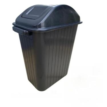 Imagem de Cesto de Lixeira 20 Litros com Tampa Vai e Vem Basculante para Cozinha e Banheiro – Lixeira Plástica Doméstica (Preto)