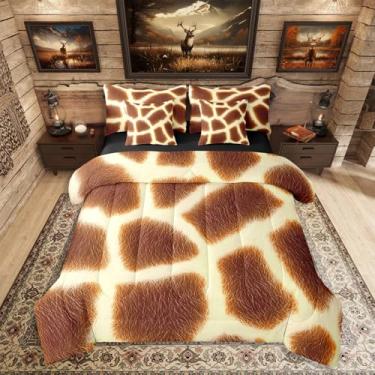 Imagem de Erosebridal Conjunto de cama solteiro com estampa de vaca, 7 peças para meninos, cama de couro bovino marrom em uma bolsa para crianças, adolescentes e adultos, conjunto de edredom fofo de pele de