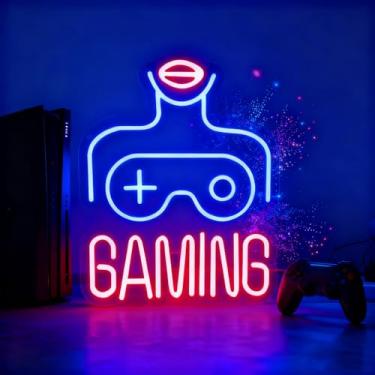 Imagem de BEISKAFNVSZ Placa neon para jogos, placas de luz LED para pano de fundo, decoração de arte de parede para quarto, sala de videogame, bar, pub, clube, festa, presente para adolescentes, meninos, homens