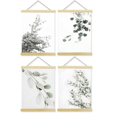 Imagem de CanvaCrafted Estética Minimalista Estética Nórdica Botânica Cabide Banner Madeira Emoldurada Arte de Parede Tela Pendurada Pintura de Eucalipto Folhas de Palmeira Planta Impressão Decoração de Parede