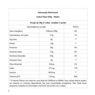 Imagem de Isofort Plant 450g Sabor Baunilha