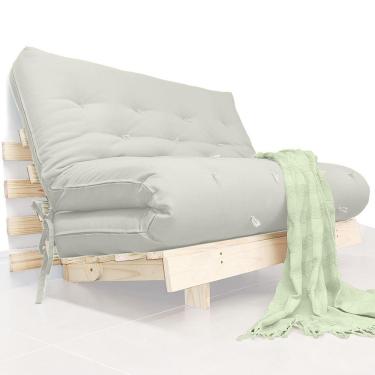 Imagem de Futon Casal Tokio Sofa Cama Branco Off Acquablock Com Madeira Maciça