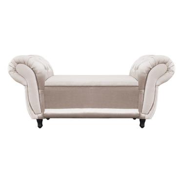 Imagem de Divã Recamier Com Baú Grécia 1,55 Cm Suede Bege Acetinado