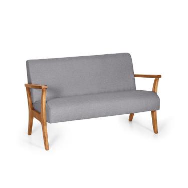 Imagem de Namoradeira 2 Lugares Estofada Em Madeira Maciça Cléo Cinza Escuro – Straub Web