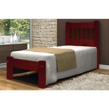 Imagem de Cama de Solteiro Lisboa de Madeira Maciça Angelim Pedra Tauari Mogno