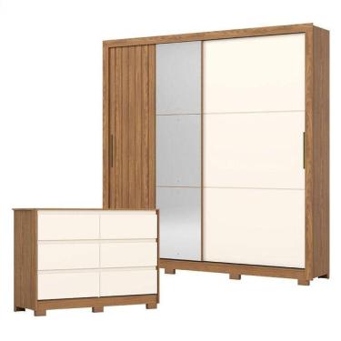 Imagem de Guarda Roupa Casal Vasti E Cômoda Ravenna Nature Off White - Henn