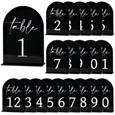 Imagem de LUMINFLY 20 peças de placas acrílicas de arco, números de mesa de casamento fosco preto, numeração independente de um lado 1-20, eventos elegantes, festas, decoração de recepção de banquetes