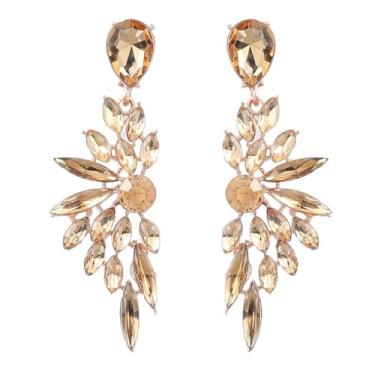 Imagem de nicedae Brincos grandes elegantes de lustre para mulheres, uso noturno, estilo formal, brincos de noiva para formatura, festa de casamento, Large, Strass, Strass