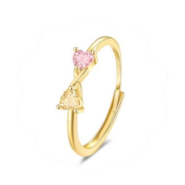 Imagem de Luxuoso anel de pedra do mês de nascimento ajustável sem manchas para mulheres com design banhado a ouro 14K com pedra de zircônia cúbica cintilante personalizada, presente de noivado à prova d'água