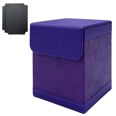 Imagem de Cylvenor ancient egyptian embossed deck box for yugioh and mtg cards - ultimate guard style with double-magnet opening, holds 100+ cards (Purple)
