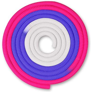 Imagem de DRUNA Corda de ginástica rítmica para meninas | 3 metros de comprimento, 165 g | Cores brilhantes para treinamento e competição (branco-roxo-ciclâmen)