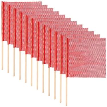 Imagem de 12 peças de bandeiras de segurança de trânsito, malha de PVC laranja fluorescente 45,7 x 45,7 cm, aviso de carga grande para caminhões, postes de madeira, construção de estradas e eventos