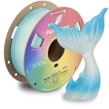 Imagem de Polymaker Filamento de impressão 3D Panchroma gradiente celestial PLA azul-branco, 1,75 mm, 1 kg, gradiente PLA premium, fácil de imprimir, compatível com AMS, perfeito para estatuetas, modelos de