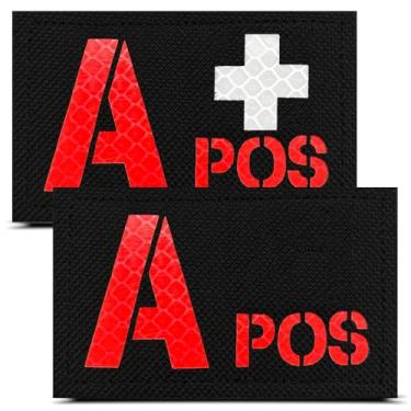 Imagem de 2 peças tipo A+ Medic Cross Reflective Patch, um kit de primeiros socorros positivo POS para IFAK, adesivos médicos MED de gancho e laço para bolsa de trauma de placa IFAK, EMT, EMS, EDC
