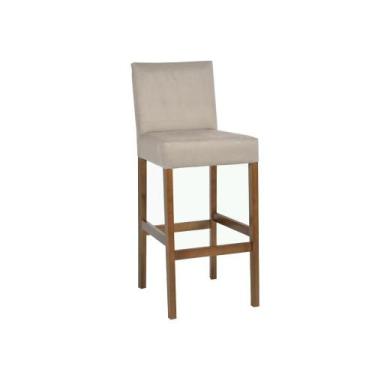 Imagem de Banqueta Fit com Pés Madeira - Castanho/Cinza - Casatema, Castanho/Cin