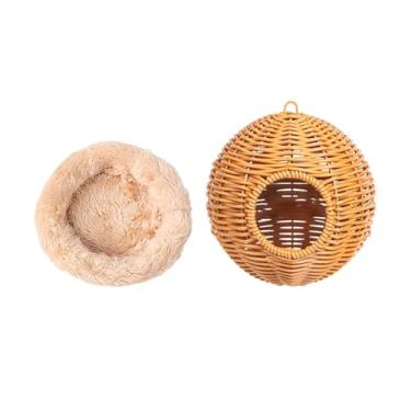 Imagem de Baoblaze macio para papagaios, cama quente e aconchegante para agapornis, de imitação de rattan para pássaros, ideal para dormir, como conures, Cáqui