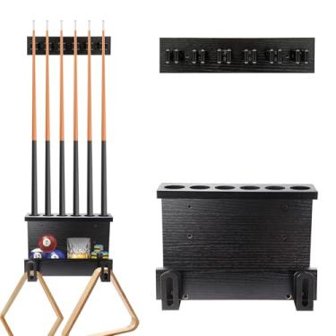 Imagem de Suporte de parede para bastão de bilhar, suporte de taco de sinuca para 6 bastões de tacos de armazenamento, acessórios de mesa de sinuca, organizador de equipamentos, acessórios de bilhar para sala