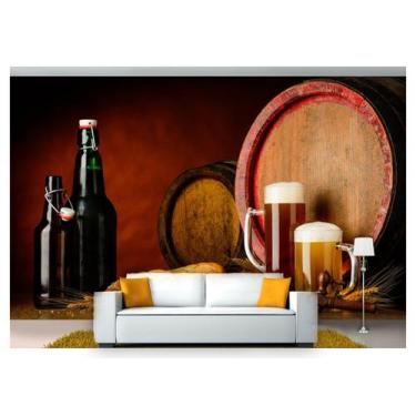 Imagem de Papel De Parede Cerveja Bebida Barril Caneca  Al106 - Você Decora