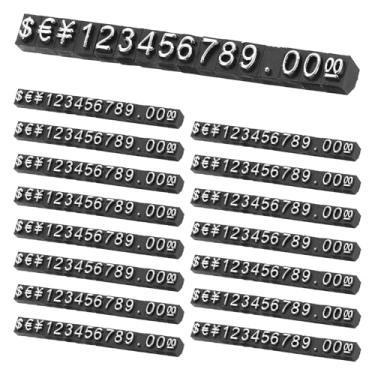 Imagem de PATIKIL Conjunto de 15 cubos de exibição de preços, suporte de etiqueta de preço ajustável, número removível, kit de bloco de dólar para sinalização de exibição de lojas de varejo de joias (preto