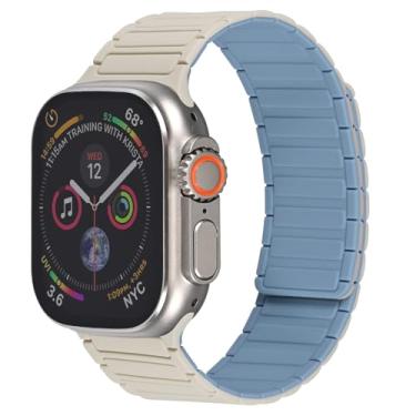 Imagem de MABEKS Pulseira de relógio magnética de silicone, compatível com iWatch séries 7/8/9/10, Ultra SE, ajustável e confortável, compatível com 38 mm/40 mm/41 mm/42 mm/44 mm/45 mm/49 mm