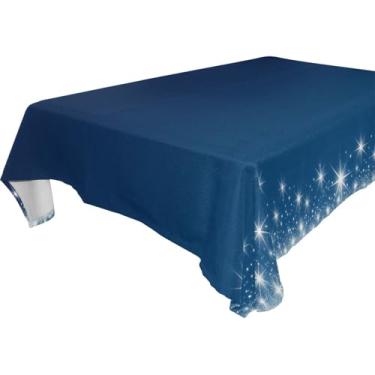 Imagem de Blueangle Toalha de mesa de flocos de neve de Natal - Toalha de mesa retangular de poliéster impermeável e resistente a manchas para interior e exterior, 152 x 274 cm (3)
