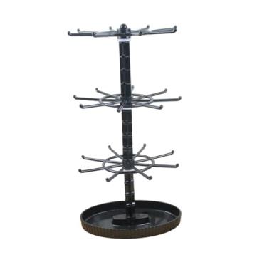 Imagem de KiBcsLic Suporte giratório para joias, porta-pulseiras, torre para brincos, expositor giratório para pendurar, organizador de joias para loja, casa, Preto de 3 Camadas