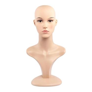 Imagem de FashionCha Cabeça de manequim feminina realista, busto, chapéu, exibição para colar, chapéus, cachecóis, Style B