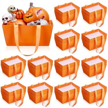 Imagem de Glenmal 72 cestas para presentes, à prova d'água, vazia, cesta kraft a granel com alças 24 x 16 x 11 cm, vazia para encher para festa de casamento, Natal, dia dos namorados (laranja)