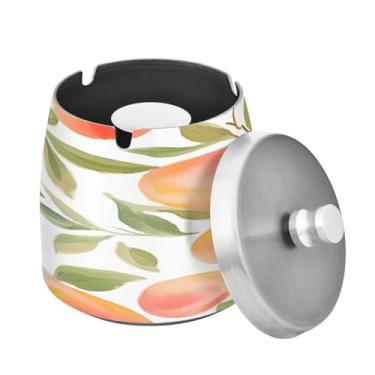 Imagem de Blueangle Cinzeiro rosa pêssego com tampa para cigarros, à prova de vento/chuva, aço inoxidável, sem fumaça, inodoro, cinzeiro para uso interno ou externo (573)