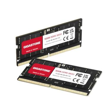 Imagem de 【Laptops DDR5 RAM: GIGASTONE 32 GB (2 x 16 GB) DDR5 5600 MHz RAM para computador portátil, PC5-44800 CL46-46-90, 1,1 V SODIMM 262 pinos, não bufferizada, sem ECC, memória de altura. to Desempenho para
