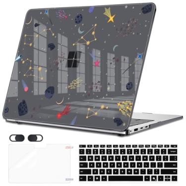 Imagem de Seanai Capa compatível com o modelo 2036 Microsoft Surface Laptop 35.1 cm Touchscreen 2024 (7ª edição), capa rígida de plástico com estampa fofa com capa de teclado, estrelas e espaço