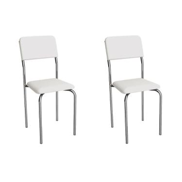 Imagem de Cadeira Sala De Jantar Ibiza 2c133cr Aço Kit 2 Un Cromado/ano Branco - Kappesberg