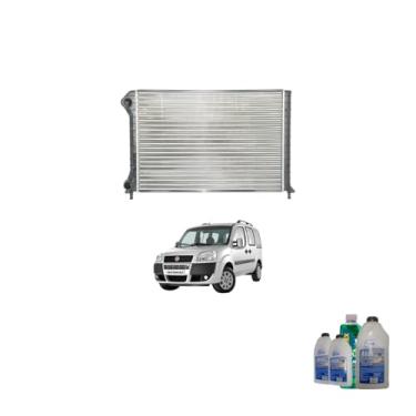 Imagem de Kit Radiador Doblo Com Ar + Aditivo Radiador Radiex R1882 Verde + Água Desmineralizada