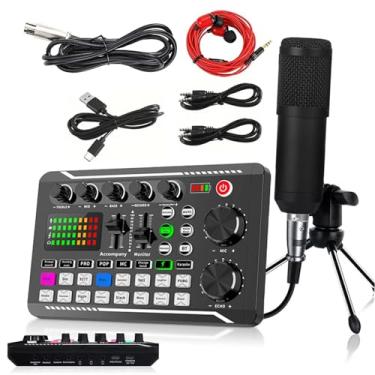 Imagem de Pacote de Microfone para Podcast Mic Condensador BM-800 com Kit Placa Som Ao Vivo F998 Equipamento Funções Alterador Voz e Mixer Gravação em Estúdio Transmissão PC Smartphone
