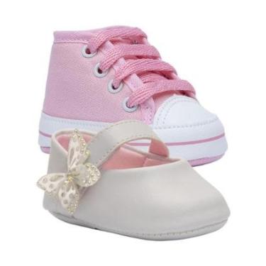 Imagem de Kit Sapatilha E Tenis Sapatinho Bebe Moda Recem Nascido K41-Feminino