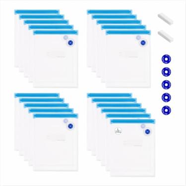 Imagem de Sacos Sous Vide reutilizáveis 29 peças (33 x 25 cm), sacos seladores a vácuo sem BPA para alimentos – 21 sacos de vedação a vácuo, 2 clipes de vedação e 5 válvulas de ar