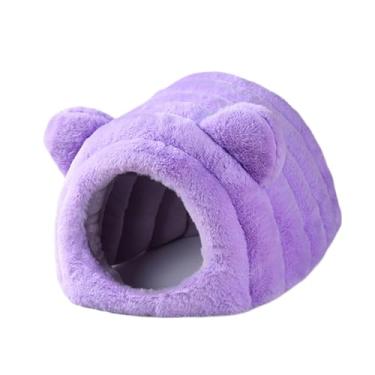 Imagem de Generic Cama aconchegante para hamster, charmoso de inverno, abrigo semi-fechado e fofo, ideal para pequenos animais como ratos, ouriços-anões, furões e, Roxo