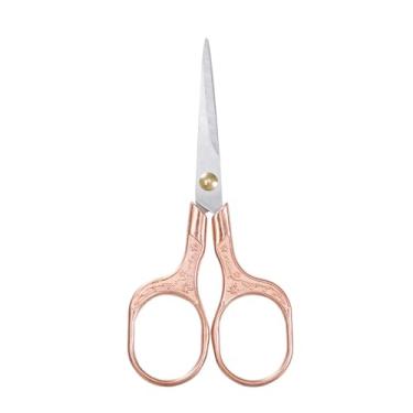 Imagem de 1 conjunto de tesouras de costura de aço inoxidável com inspiração vintage para tecido e linha, corte preciso, ouro rosa