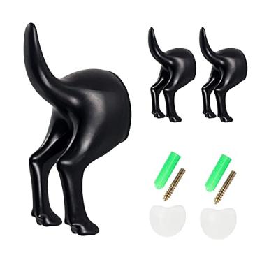 Imagem de Conjunto de 2 ganchos para rabo de cachorro, gancho de parede para porta de cachorro, chapéu, chaveiro, chaveiro, suporte para chave para decoração rústica de parede, presentes para amantes de cães