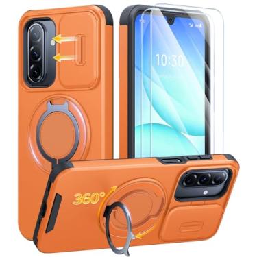 Imagem de JAME Capa para celular Samsung Galaxy A17/A16 5G compatível com MagSafe, 2 pacotes de protetor de tela, suporte de anel, capa de câmera deslizante, capa protetora à prova de choque de camada dupla