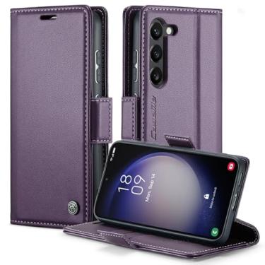 Imagem de owlhold Capa carteira para Samsung Galaxy S23, capa magnética flip, bloqueio RFID, 3 porta-cartões, suporte, couro PU moderno, capa de telefone TPU à prova de choque para Samsung Galaxy S23 6,1