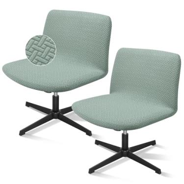 Imagem de Treaful Capa de cadeira sem braço, 2 peças, capa felpuda para cadeira de jacquard, mesa de escritório, cruzada, para quarto, sala de estar