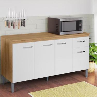 Imagem de Balcão Cozinha Gabriela 4 Portas 1 Gaveta Sem Tampo AJL Móveis, Amêndo