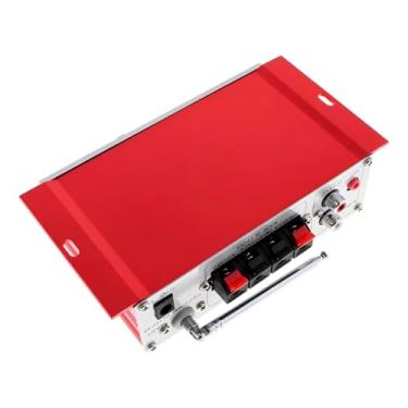 Imagem de Amplificador Estéreo Hi-Fi, 12V, 4-8 Ohms, com Controle Remoto, FM, AUX 3.5mm, Alumínio, 15.3x8.3x4.3cm