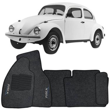 Imagem de Tapete Carpete Fusca 1951 à 1996 Grafite Logo Bordado Jogo 5 Peças Personalizado Automotivo
