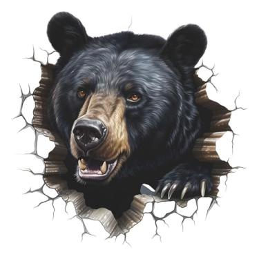 Imagem de MaiKeAYang Decalques de parede 3D murais removíveis vinil paredes decorações animal urso preto para sala de estar quartos de bebê quarto banheiro casa parede decoração DIY