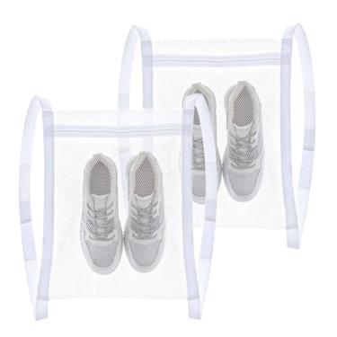 Imagem de Bolsa para máquina de lavar e secar roupa com 2 peças, bolsa de sapatos de lavanderia reutilizável para lavagem e secadora, sacos de rede de lavagem a seco com alça e zíper, sacos para secar sapatos