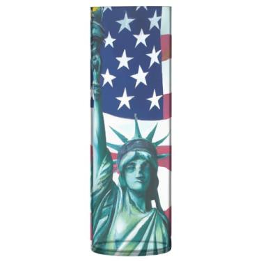 Imagem de JUZIHAI Estátua da Liberdade da Bandeira Americana Vaso para Flores 9,9 cm x 30 cm Cilindro de Plástico Moderno Vaso de Flores para Centro de Mesa de Casamento Decoração de Casa